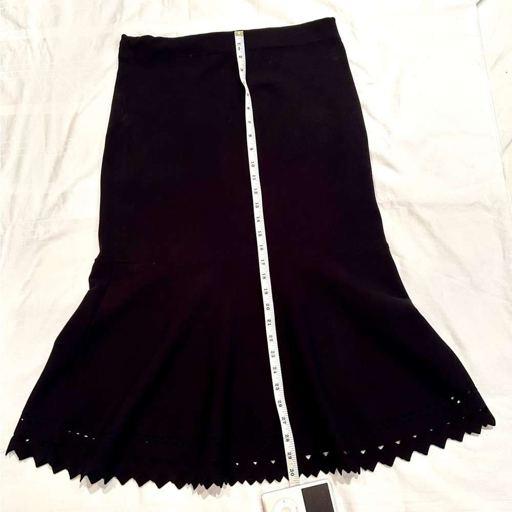 Ann Taylor Flared Black Knit Midi Skirt with Laser Cut Size M - Picture 3 of 7